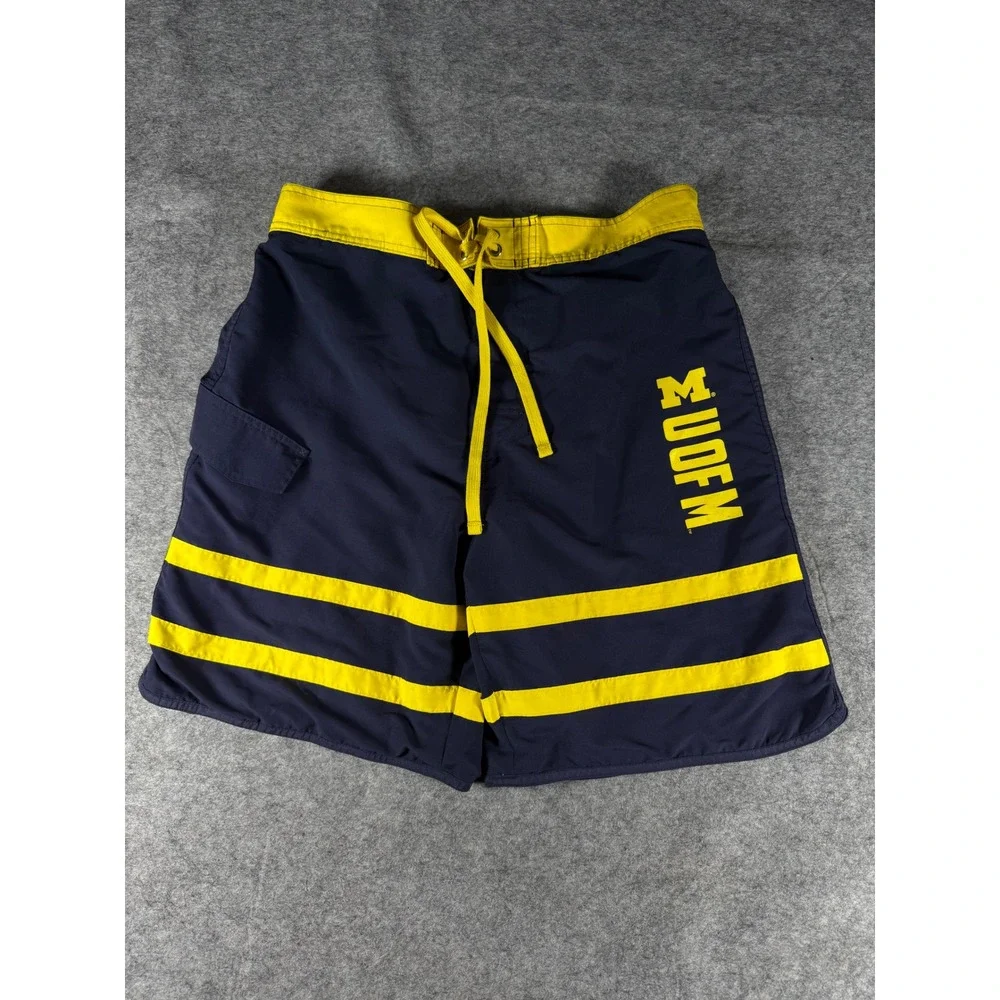 Knights Apparel Michigan Wolverines Swim Trunks Mens LG Navy Blue Board Shorts